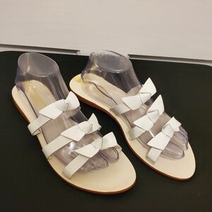 KAANAS WHITE RECIFE WOMENS KNOTTED SLIDE SANDALS SIZE 10M
